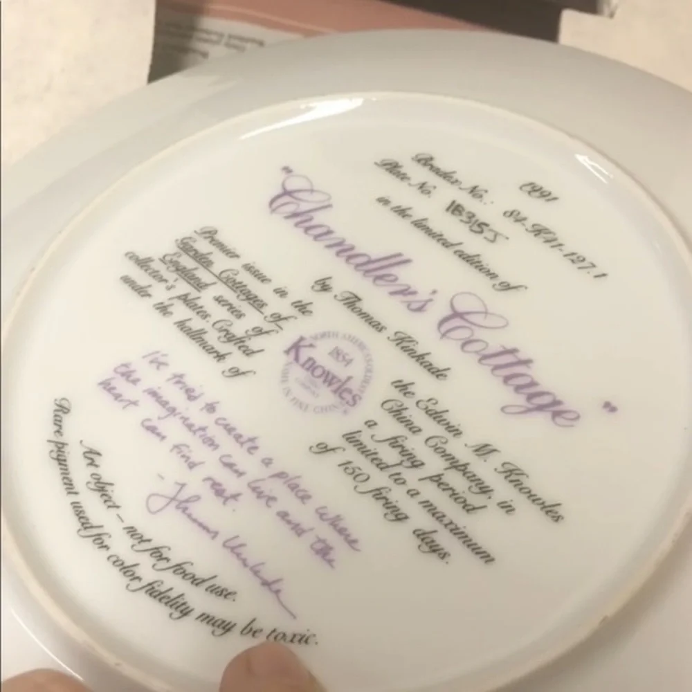 THOMAS Kinkade Chandler's Cottage Collector's Plate - Picture 6 of 6